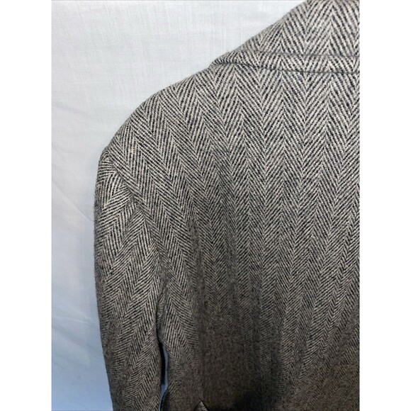 Herman Kay Women’s Overcoat Size 14 Gray Herringbone Wool Blend Going Out Party - Picture 11 of 12